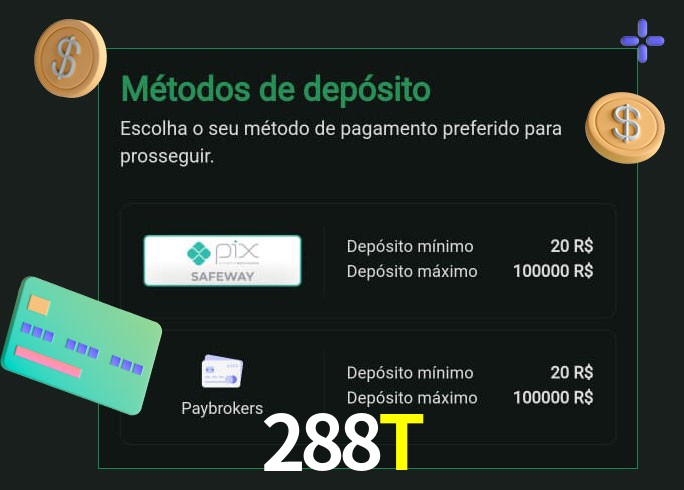 O cassino 288T oferece uma grande variedade de métodos de pagamento